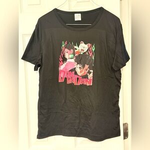 Cool Black Graphic Short Sleeve T-Shirt -Manga Dandadan Anime Multicolored